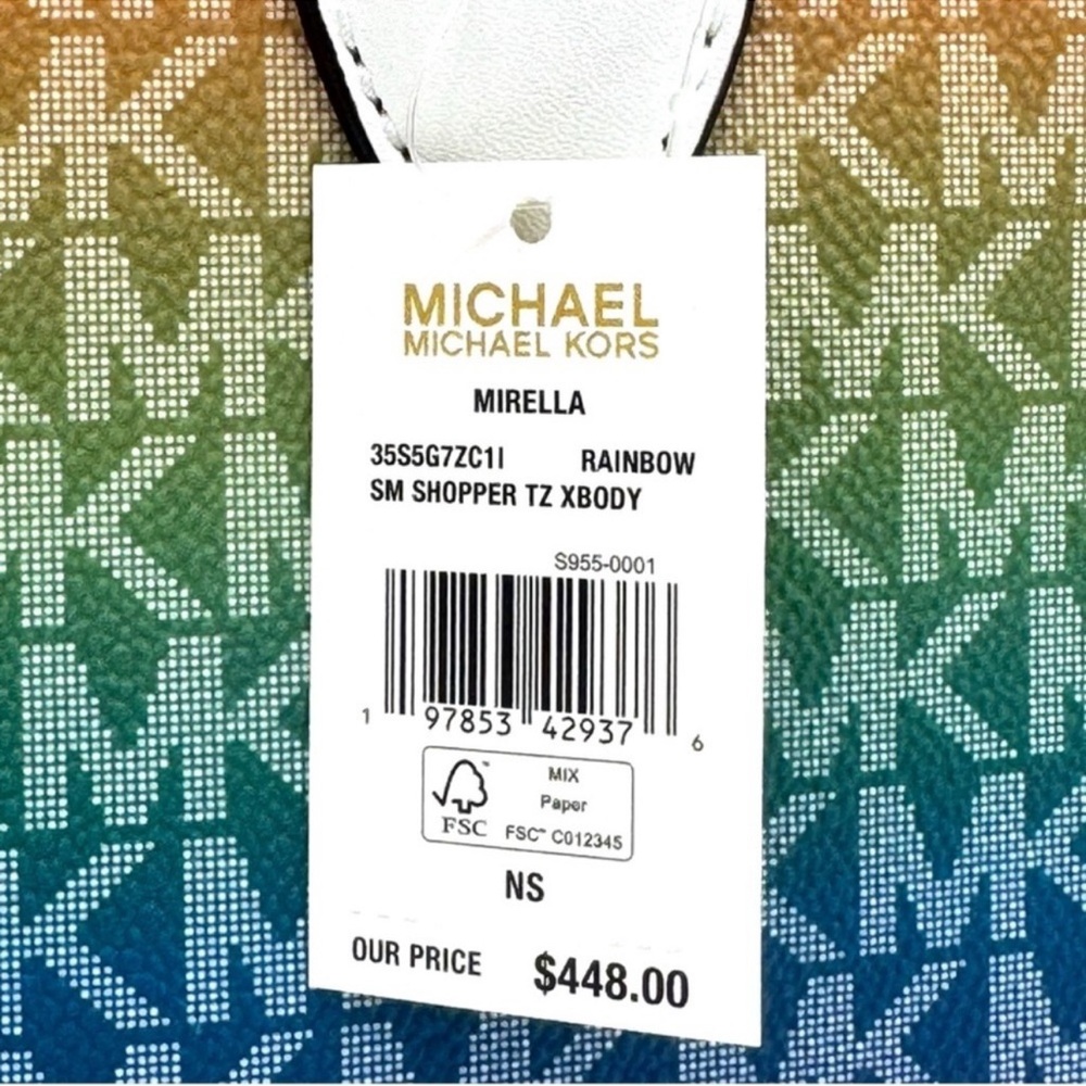 Michael Kors Mirella Small Rainbow Signature Logo Xbody Tote Bag Rainbow - Picture 11 of 11